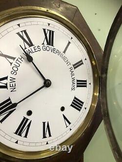NSWGR Seth Thomas drop dial railway clock 8 day antique Australian wall clock