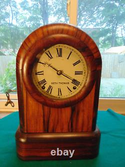 Nice Seth Thomas 8 Day Rounded Rosewood Mantel Clock- Runs/Strikes Fine