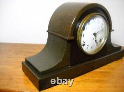 Nice Seth Thomas 8-Day Time and Strike Adamantine Woodgrain Mantel Clock Working