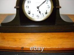 Nice Seth Thomas 8-Day Time and Strike Adamantine Woodgrain Mantel Clock Working