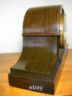 Nice Seth Thomas 8-Day Time and Strike Adamantine Woodgrain Mantel Clock Working