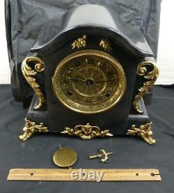 ORNATE Antique Seth Thomas Black Mantel Clock