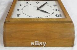 Old Antique ART DECO Oak SETH THOMAS Schoolhouse WALL CLOCK with Pendulum & Key