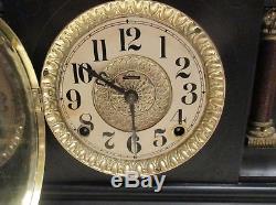 Old Antique E. Ingraham & Co Seth Thomas Adamantine Mantle Clock Nice Chimes