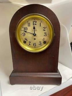 Old Seth Thomas 89AD Mahogany Beehive Shelf Mantle 8 Day Clock Celluloid Dial