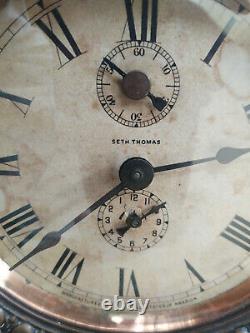 Old Seth Thomas Long Alarm Mantel Clock, Tall Version, 30 Hour, Running Well