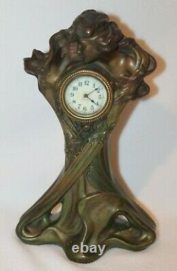 Original Art Nouveau Circa Bronzed Clock By Seth Thomas