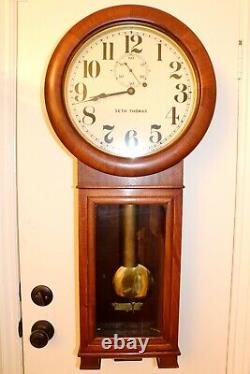 Outstanding Rare Mahogany Antique Seth Thomas No 2 Weight Driven Wall Clock