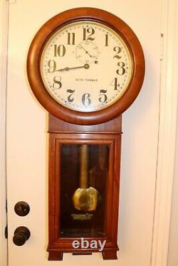 Outstanding Rare Mahogany Antique Seth Thomas No 2 Weight Driven Wall Clock