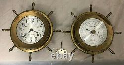 Pair Seth Thomas-helmsman-ships Bell Clock & Barometer Model 1052c 1552