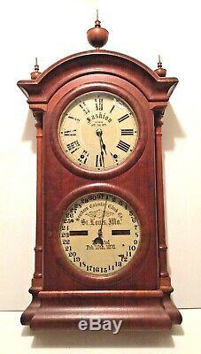 RARE ANTIQUE SETH THOMAS SOUTHERN CLOCK Co. DOUBLE DIAL CALENDAR CLOCK 1875