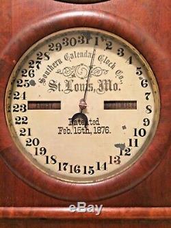 RARE ANTIQUE SETH THOMAS SOUTHERN CLOCK Co. DOUBLE DIAL CALENDAR CLOCK 1875