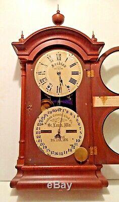 RARE ANTIQUE SETH THOMAS SOUTHERN CLOCK Co. DOUBLE DIAL CALENDAR CLOCK 1875