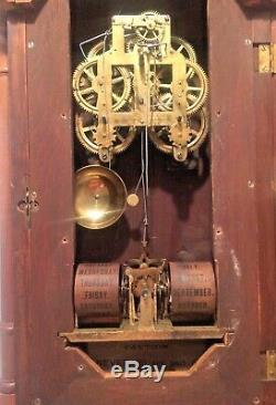 RARE ANTIQUE SETH THOMAS SOUTHERN CLOCK Co. DOUBLE DIAL CALENDAR CLOCK 1875