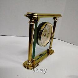 RARE Seth Thomas Mantel Clock Shelf Desk Brass Glass German Quartz Movement