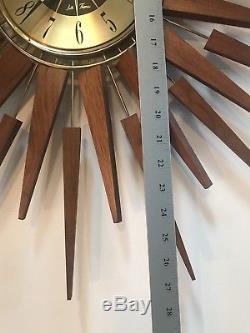 RARE VTG Seth Thomas Starflower Sunburst Starburst Mid Century Modern Wall Clock