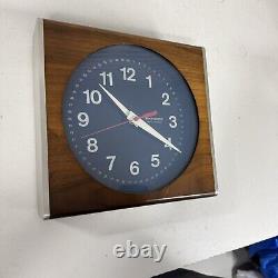 RARE Vintage MCM Seth Thomas Clock Quartzmatic Wood Metal Conference Lays Flat