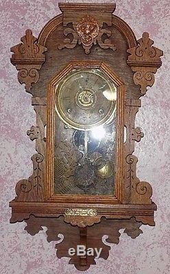 RARE Vintage SETH THOMAS Pendulum Wall Clock With Alarm & Floral Filigree Design