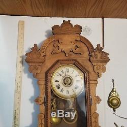 RARE Vintage SETH THOMAS Queen Bee 8 Day Pendulum Wall Clock with Alarm