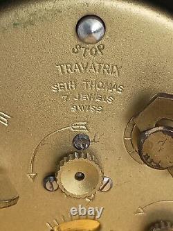 RARE Vintage Seth Thomas TRAVATRIX 7 Jewel Travel Alarm Clock WORKING