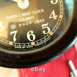 RARE Vintage US Navy Mark I Boat Clock 1942 War Date Seth Thomas Phenolic Case