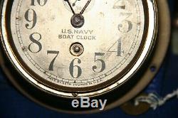 RUNNING WWI ERA Seth Thomas US NAVY BRASS SUBMARINE SHIPS BOAT CLOCK 3 1/2 WWII