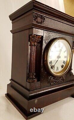 Rare 1900 Mahogany Porcelain Cordova City Clock Near Mint Working Seth Thomas