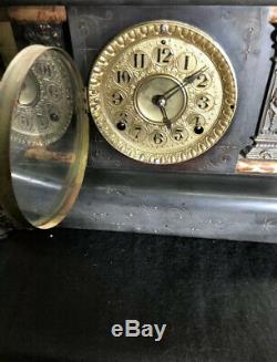 Rare Antique 1880 Seth Thomas Clock Co. Adamantine Mantle Clock with Key