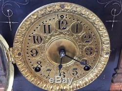 Rare Antique 1880 Seth Thomas Clock Co. Adamantine Mantle Clock with Key