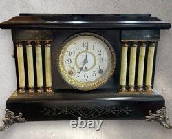 Rare Antique Eight Pillar Seth Thomas Adamantine Mantle Clock Working Great