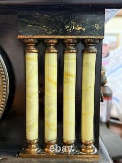 Rare Antique Eight Pillar Seth Thomas Adamantine Mantle Clock Working Great