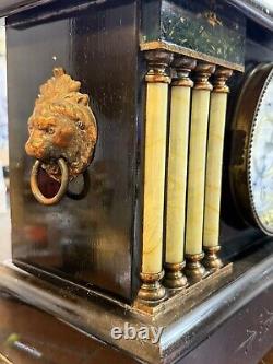 Rare Antique Eight Pillar Seth Thomas Adamantine Mantle Clock Working Great