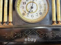 Rare Antique Eight Pillar Seth Thomas Adamantine Mantle Clock Working Great