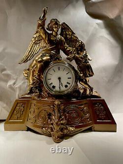 Rare Antique Seth Thomas & Sons Cast Metal Figural Mantel Clock