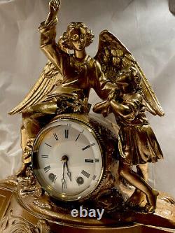Rare Antique Seth Thomas & Sons Cast Metal Figural Mantel Clock