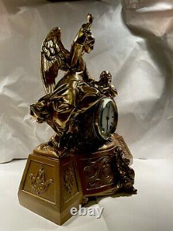 Rare Antique Seth Thomas & Sons Cast Metal Figural Mantel Clock