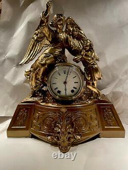 Rare Antique Seth Thomas & Sons Cast Metal Figural Mantel Clock