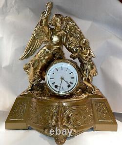 Rare Antique Seth Thomas & Sons Cast Metal Figural Mantel Clock