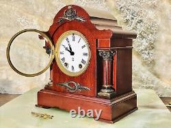 Rare Antique USA Seth Thomas Strikes Keywound Clock W Pendulum, Mahogany Case