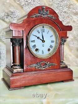 Rare Antique USA Seth Thomas Strikes Keywound Clock W Pendulum, Mahogany Case