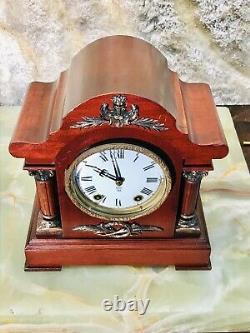 Rare Antique USA Seth Thomas Strikes Keywound Clock W Pendulum, Mahogany Case