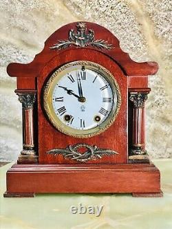 Rare Antique USA Seth Thomas Strikes Keywound Clock W Pendulum, Mahogany Case