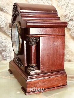 Rare Antique USA Seth Thomas Strikes Keywound Clock W Pendulum, Mahogany Case