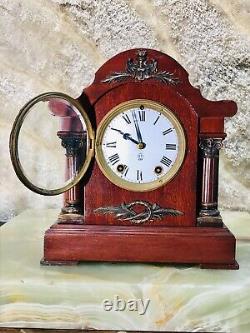 Rare Antique USA Seth Thomas Strikes Keywound Clock W Pendulum, Mahogany Case