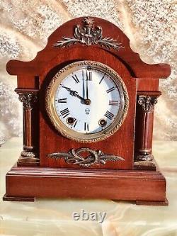 Rare Antique USA Seth Thomas Strikes Keywound Clock W Pendulum, Mahogany Case