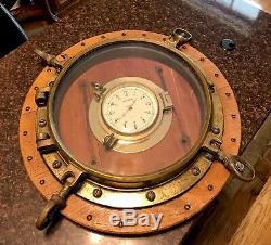 Rare Brass Porthole Vintage Seth Thomas Nautical Clock Runs Maritime Ship 22