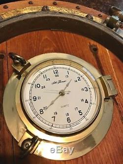 Rare Brass Porthole Vintage Seth Thomas Nautical Clock Runs Maritime Ship 22