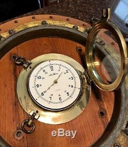 Rare Brass Porthole Vintage Seth Thomas Nautical Clock Runs Maritime Ship 22