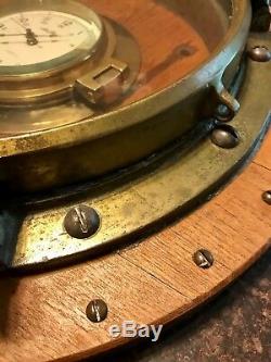 Rare Brass Porthole Vintage Seth Thomas Nautical Clock Runs Maritime Ship 22