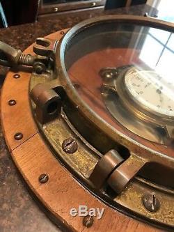 Rare Brass Porthole Vintage Seth Thomas Nautical Clock Runs Maritime Ship 22